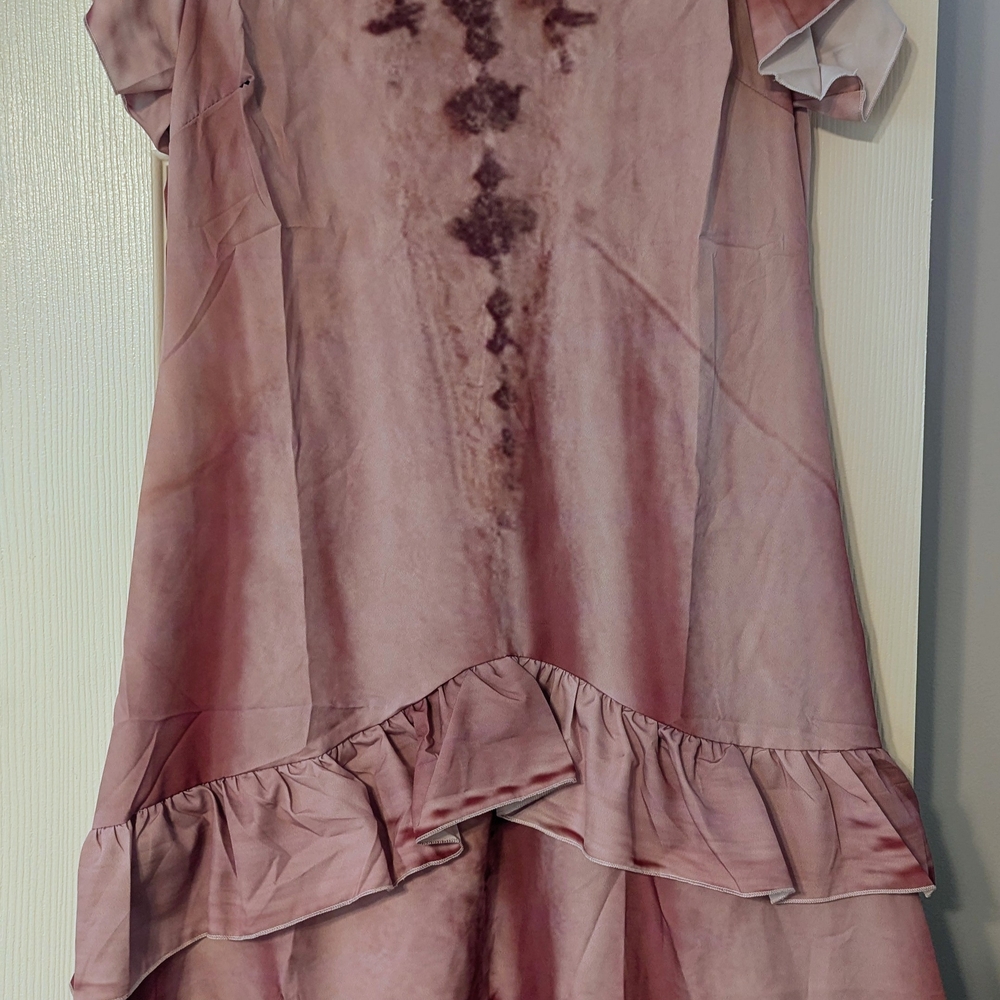 Pink Ruffled Short Sleeve Dress